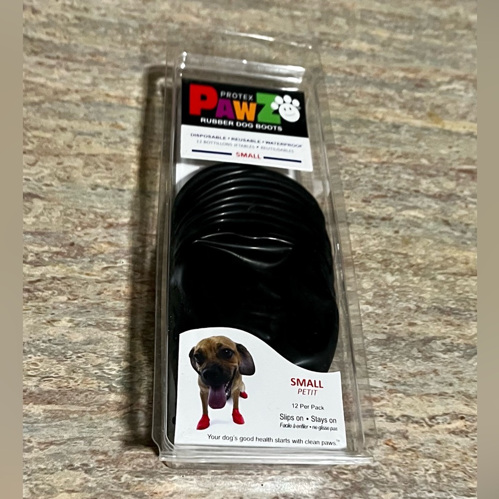 Protex Pawz 12-Reusable, Disposable, Waterproof Rubber Dog Boots - Black